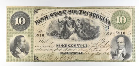 1861 $10 Charleston SC Bank Of The State Obsolete Note *8777