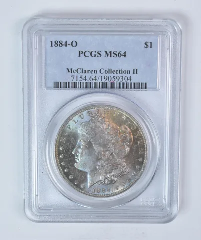 1884-O Morgan Silver Dollar McClaren Collection II MS64 PCGS Rainbow Tone *5911