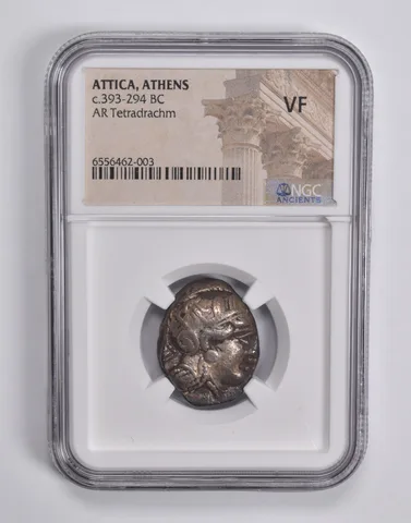 VF c.393-294 BC Attica, Athens AR Tetradrachm NGC Ancients a6488