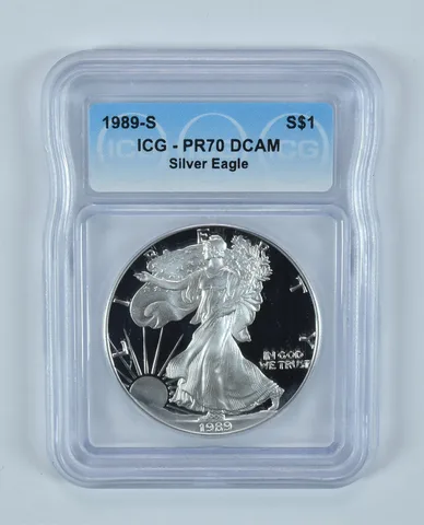 1989-S American Silver Eagle PR70 DCAM ICG