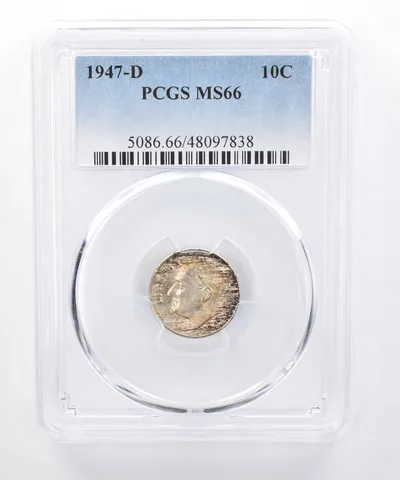 1947-D Roosevelt Dime MS66 PCGS Beautiful Tone *8365