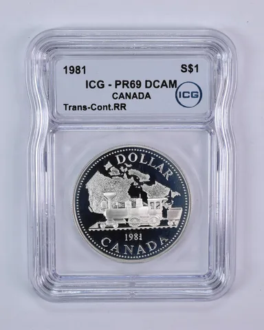 1981 Canada 1 Dollar Silver Transcontinental Railroad PR69 DCAM ICG