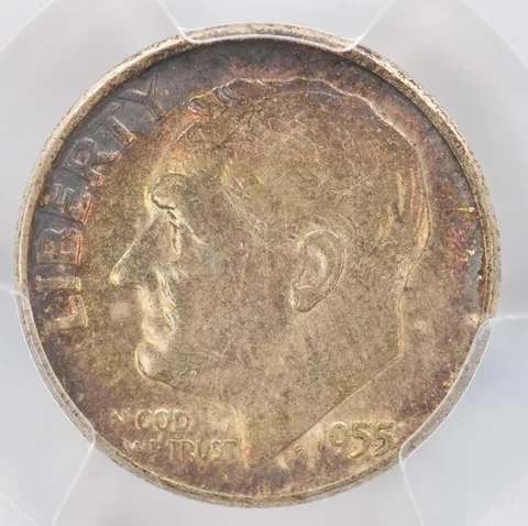 1955 Roosevelt Dime AU50 PCGS Beautiful Tone *0869