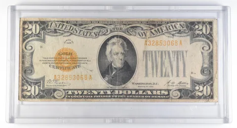 1928 $20 Gold Certificate Yellow Seal *8247