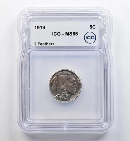 1919 Indian Head Buffalo Nickel 2 Feathers MS66 ICG *9039