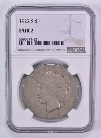 1922-S Peace Silver Dollar Fair 2 NGC Lowball