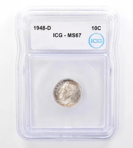 1948-D Roosevelt Dime MS67 ICG Beautiful Tone *7311
