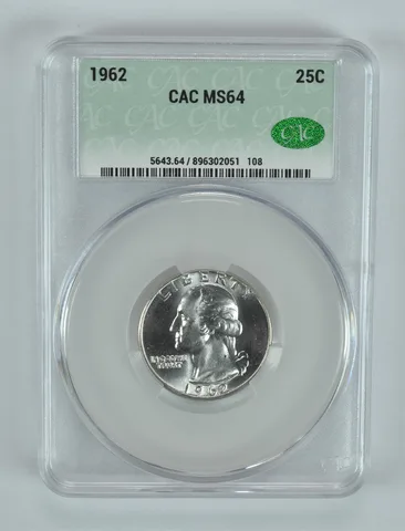 1962 Washington Quarter MS64 CAC CACg