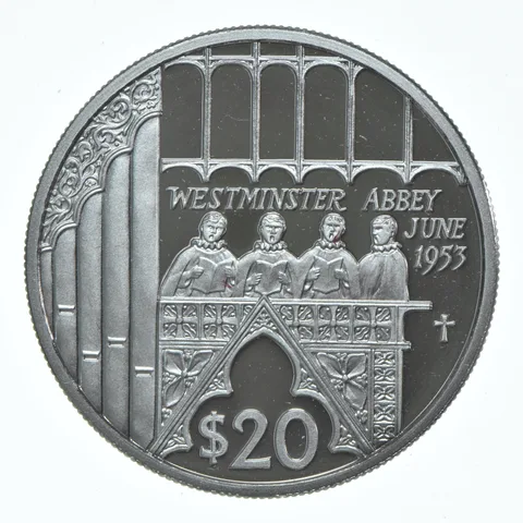 2002 Fiji 20 Dollars Platinum Westminster Abbey a6109