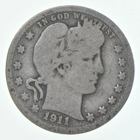 1911-D Barber Quarter Average Circ