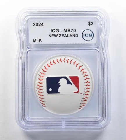 2024 New Zealand 2 Dollars Silver MLB Major League Baseball MS70 ICG a0772