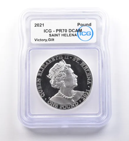 2021 Saint Helena 1 Pound Silver Gilt Victory PR70 DCAM ICG *9655