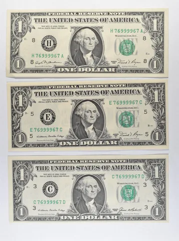 Lot (3) Matching Serials 1985/1981/1981 A $1 PA/Richmond/St Louis FRN *1733