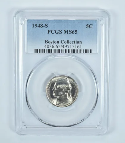 1948-S Jefferson Nickel Boston Collection MS65 PCGS Blue Label
