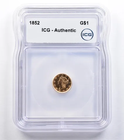 1852 $1 Liberty Head Gold Dollar Authentic ICG *2196