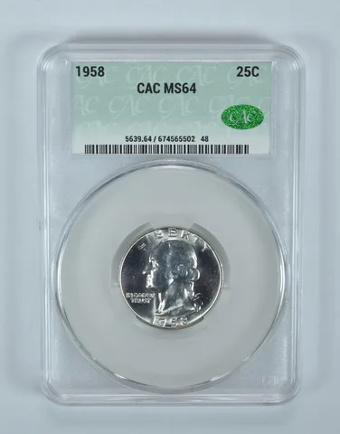1958 Washington Quarter MS64 CAC CACg