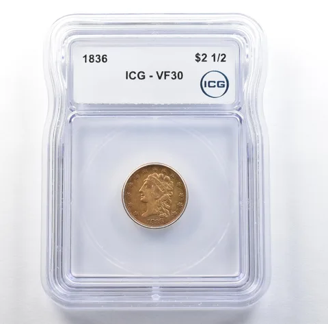 1836 $2.50 Classic Head Gold Quarter Eagle VF30 ICG *3089