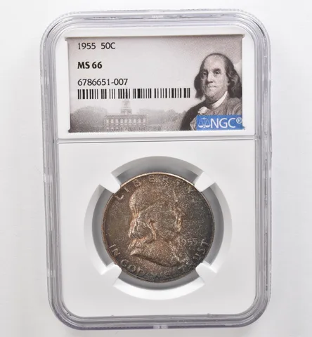 1955 Franklin Half Dollar MS66 NGC Beautiful Tone *9262