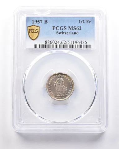 1957 B Switzerland 1/2 Franc MS62 PCGS Nice Tone a5389