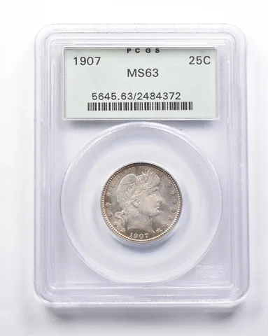 MS63 1907 Barber Quarter PCGS OGH - WAY Undergraded IMO *6943