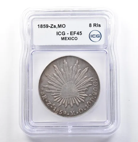 1859 Zs Mo Mexico 8 Reales EF45 ICG *9882