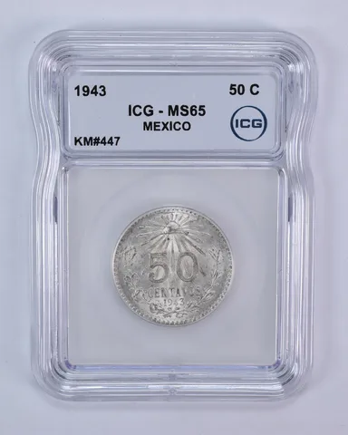 1943 M Mexico 50 Centavos KM#447 MS65 ICG