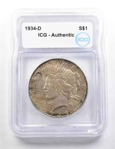 1934-D Peace Silver Dollar Authentic ICG *3688