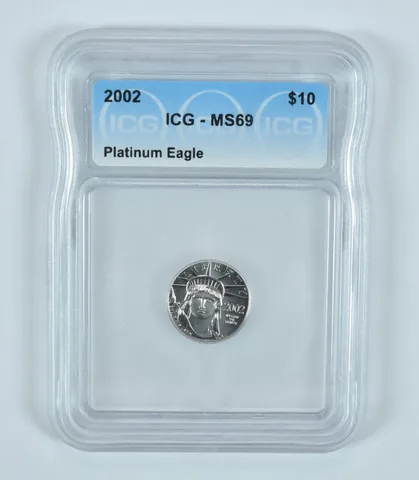 2002 $10 American Platinum Eagle 1/10 Oz Platinum MS69 ICG