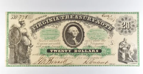 1861 $20 Richmond VA Treasury Note Obsolete Note *8388