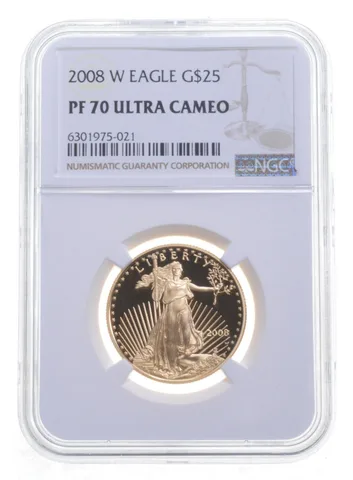 2008-W $25 American Gold Eagle 1/2 Oz Gold PF70 UCAM NGC