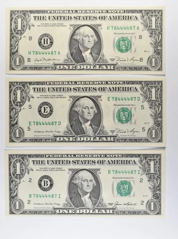 Lot (3) Matching Serials 1981/1981 A/1985 $1 St Louis/Richmond/NY FRN *1737