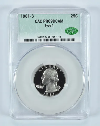 1981-S Washington Quarter Type 1 PR69 DCAM CAC CACg