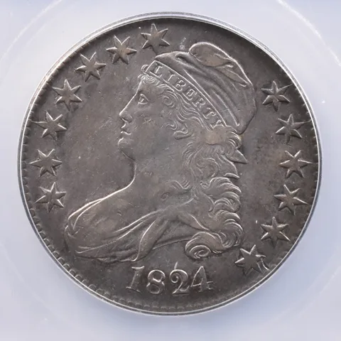 1824 Capped Bust Half Dollar Authentic ICG Beautiful Tone *2392
