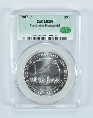 1987-P Constitution Commemorative Silver Dollar MS69 CAC CACg
