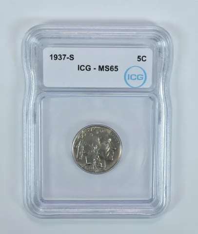 1937-S Indian Head Buffalo Nickel MS65 ICG