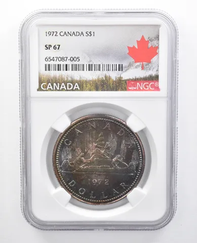 1972 Canada 1 Dollar Silver SP67 NGC Blue/Purple Tone *7669
