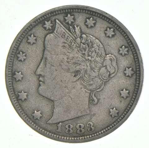 1883 VF/XF Liberty V Nickel - NO CENTS - 1st Year Issue