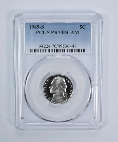 1989-S Jefferson Nickel PR70 DCAM PCGS Blue Label