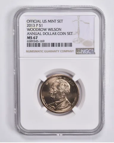 2013-P Presidential $1 Woodrow Wilson Annual Set MS67 NGC US Mint