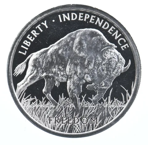 VINTAGE Art Bar/RoundPAMPAmerican Buffalo 1 Oz. .999 SilverOne Troy Ounce *857