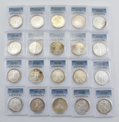Lot (20) Nice Tone American Silver Eagle PCGS Holder *2891