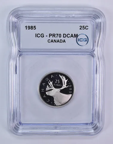 1985 Canada 25 Cents Caribou PR70 DCAM ICG
