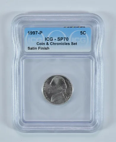 1997-P Jefferson Nickel Coin & Currency Set SP70 ICG