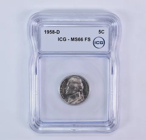 1958-D Jefferson Nickel MS66 FS ICG