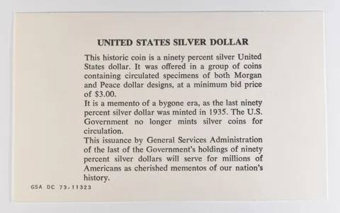 GSA United States Silver Dollar COA Certificate 73.11323 *1463