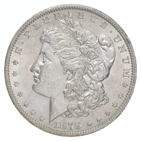 AU+ 1879-O Morgan Silver Dollar (1 coin)