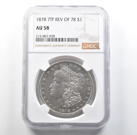1878 7TF Reverse Of 78 Morgan Silver Dollar AU58 NGC *3177