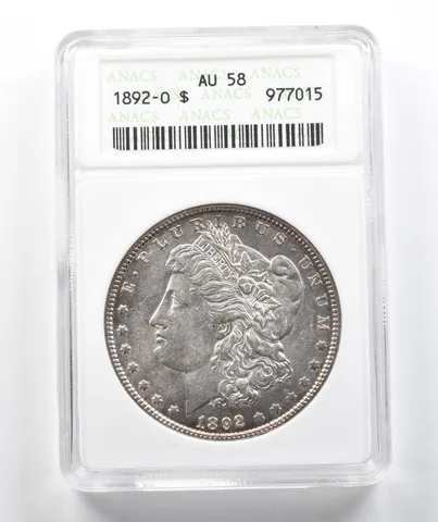 1892-O Morgan Silver Dollar AU58 ANACS Soapbox *9787