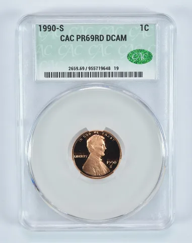 1990-S Lincoln Memorial Cent PR69 RD DCAM CAC CACg