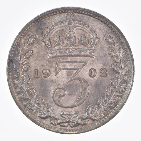 Better Date - 1902 Great Britain 3 Pence World Coin- Silver *093